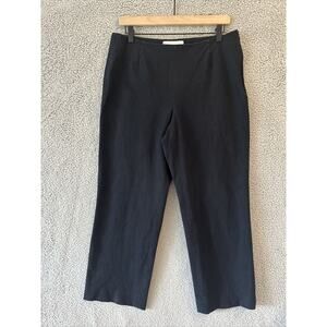 Lafayette 148 Pants 10 Medium Pleated Side Zip Crop Stretch Dark Navy Blue Work